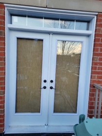 French door with transom with grills